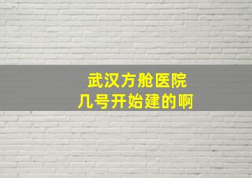 武汉方舱医院几号开始建的啊