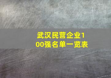 武汉民营企业100强名单一览表