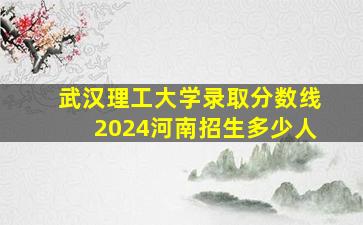 武汉理工大学录取分数线2024河南招生多少人