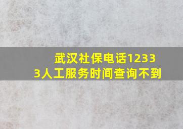 武汉社保电话12333人工服务时间查询不到