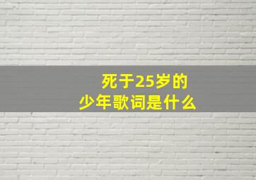 死于25岁的少年歌词是什么