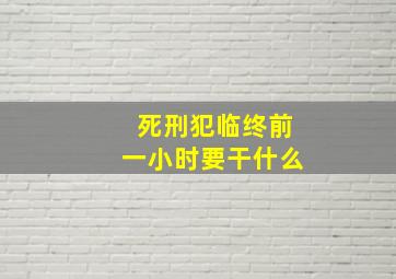 死刑犯临终前一小时要干什么