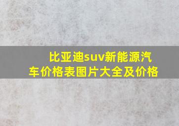 比亚迪suv新能源汽车价格表图片大全及价格