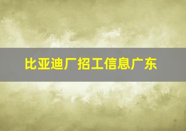 比亚迪厂招工信息广东