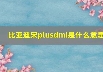 比亚迪宋plusdmi是什么意思