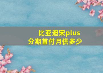 比亚迪宋plus分期首付月供多少