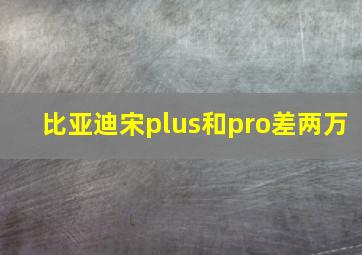 比亚迪宋plus和pro差两万