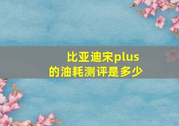 比亚迪宋plus的油耗测评是多少