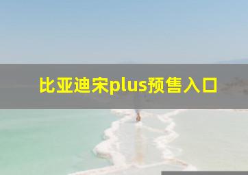 比亚迪宋plus预售入口