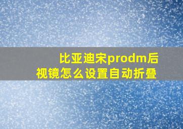 比亚迪宋prodm后视镜怎么设置自动折叠