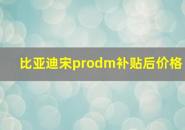 比亚迪宋prodm补贴后价格