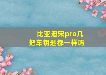 比亚迪宋pro几把车钥匙都一样吗