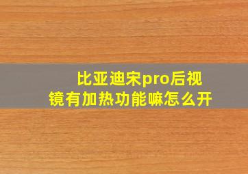 比亚迪宋pro后视镜有加热功能嘛怎么开