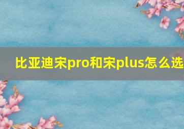 比亚迪宋pro和宋plus怎么选