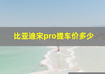 比亚迪宋pro提车价多少