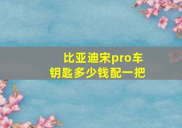 比亚迪宋pro车钥匙多少钱配一把