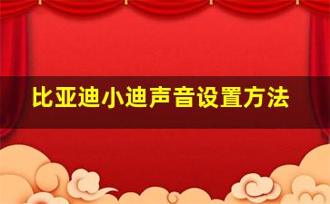 比亚迪小迪声音设置方法