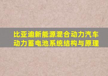 比亚迪新能源混合动力汽车动力蓄电池系统结构与原理