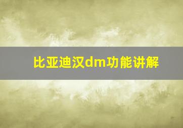 比亚迪汉dm功能讲解