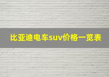 比亚迪电车suv价格一览表