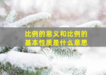 比例的意义和比例的基本性质是什么意思