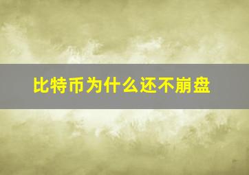 比特币为什么还不崩盘