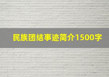 民族团结事迹简介1500字