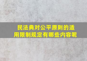 民法典对公平原则的适用限制规定有哪些内容呢