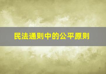 民法通则中的公平原则