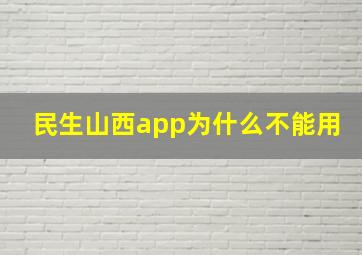 民生山西app为什么不能用