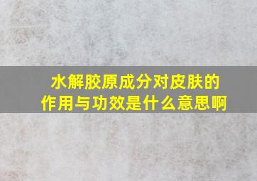 水解胶原成分对皮肤的作用与功效是什么意思啊