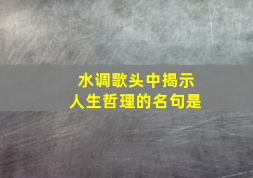 水调歌头中揭示人生哲理的名句是