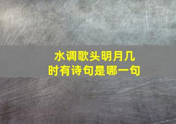 水调歌头明月几时有诗句是哪一句