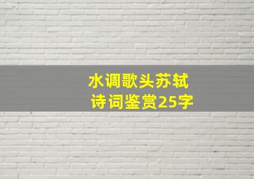 水调歌头苏轼诗词鉴赏25字