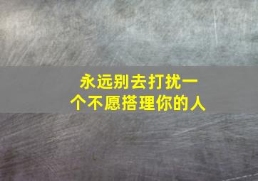 永远别去打扰一个不愿搭理你的人