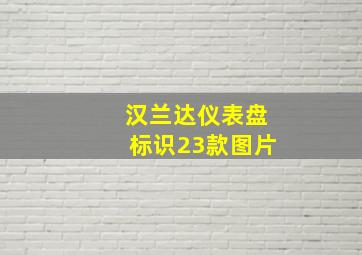 汉兰达仪表盘标识23款图片