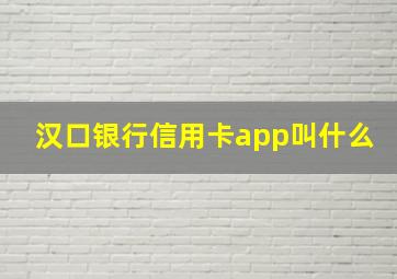 汉口银行信用卡app叫什么