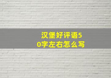 汉堡好评语50字左右怎么写