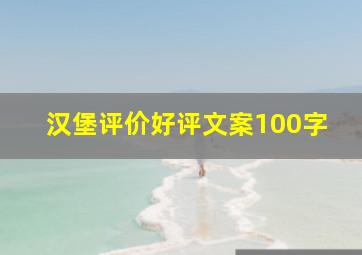 汉堡评价好评文案100字