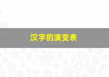 汉字的演变表