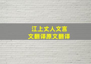 江上丈人文言文翻译原文翻译