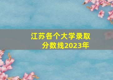 江苏各个大学录取分数线2023年