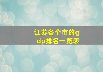 江苏各个市的gdp排名一览表