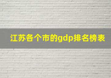 江苏各个市的gdp排名榜表