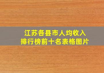 江苏各县市人均收入排行榜前十名表格图片