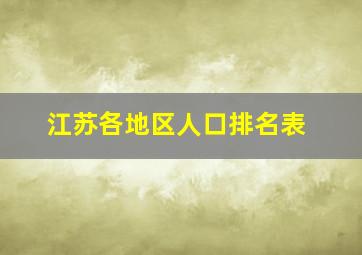 江苏各地区人口排名表