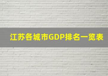 江苏各城市GDP排名一览表