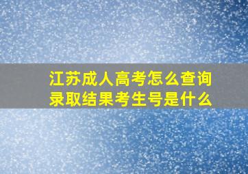 江苏成人高考怎么查询录取结果考生号是什么