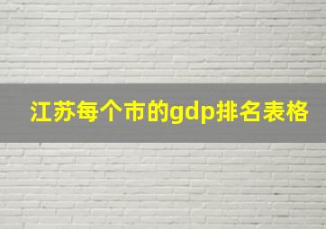 江苏每个市的gdp排名表格