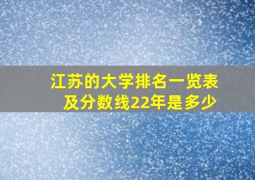 江苏的大学排名一览表及分数线22年是多少